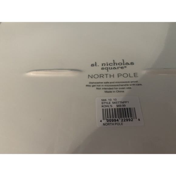 New 16" St Nicholas Square "North Pole" Porcelain Snowman Platter Hand Painted - Picture 6 of 6